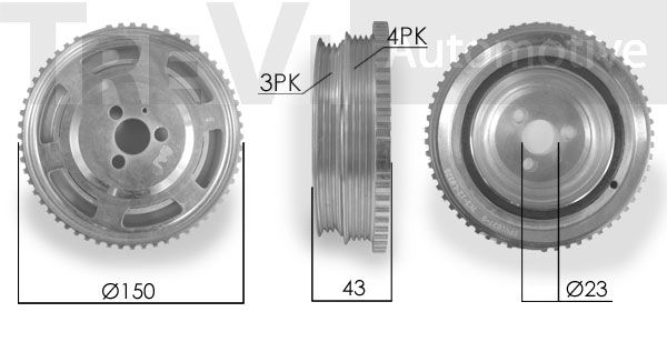 TREVI AUTOMOTIVE Hihnapyörä, kampiakseli PC1153